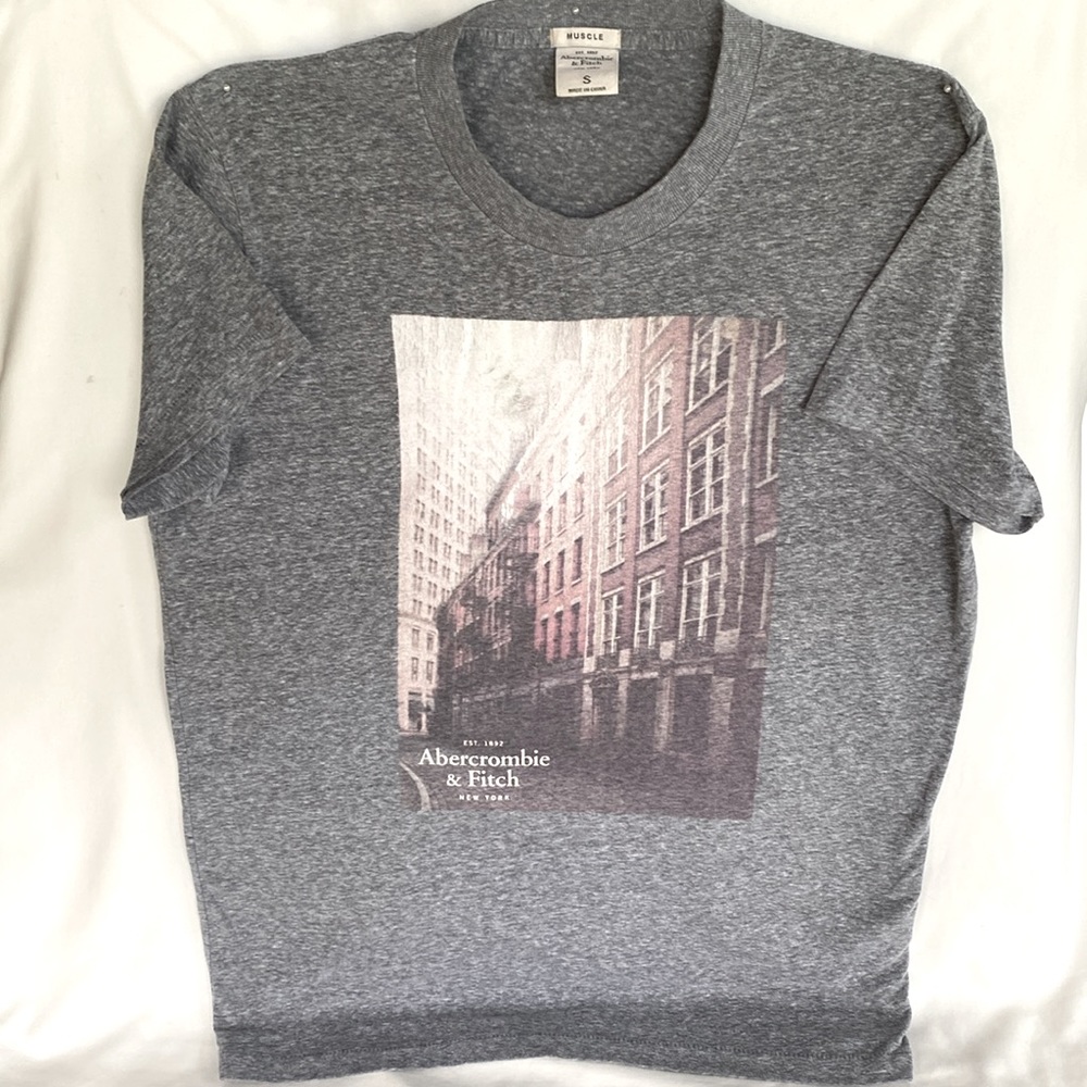 Gently Worn Abercrombie & Fitch Men’s Size Small Beautiful Graphic Gray Color